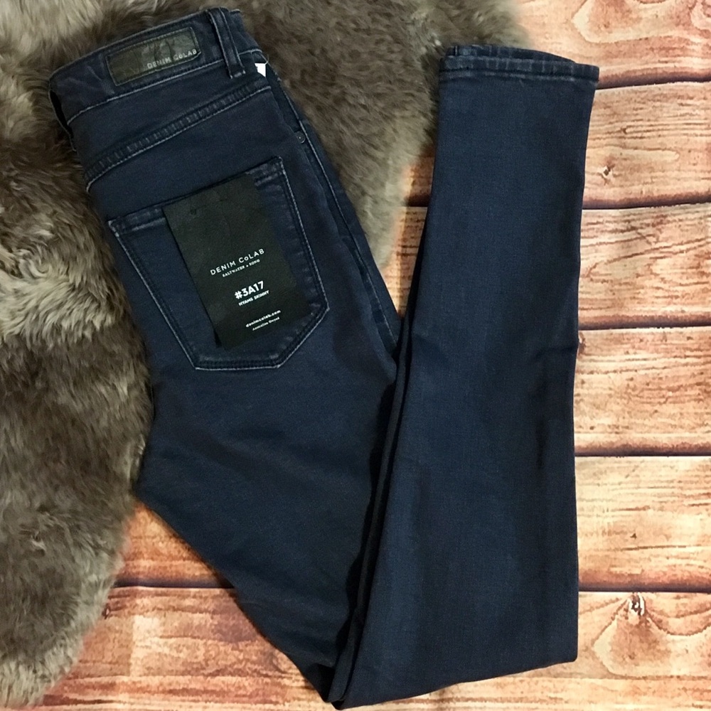NWT $159 Denim Colab Hyams Skinny Jeans Dark Wash